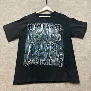 Homeland Security Tee Mens Size Large Skeleton Biker Motorcycle Graphic T-shirt